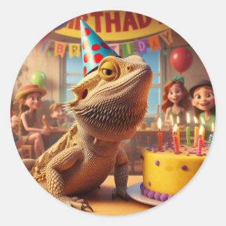 Redonda Pegatina Birthday Beardie