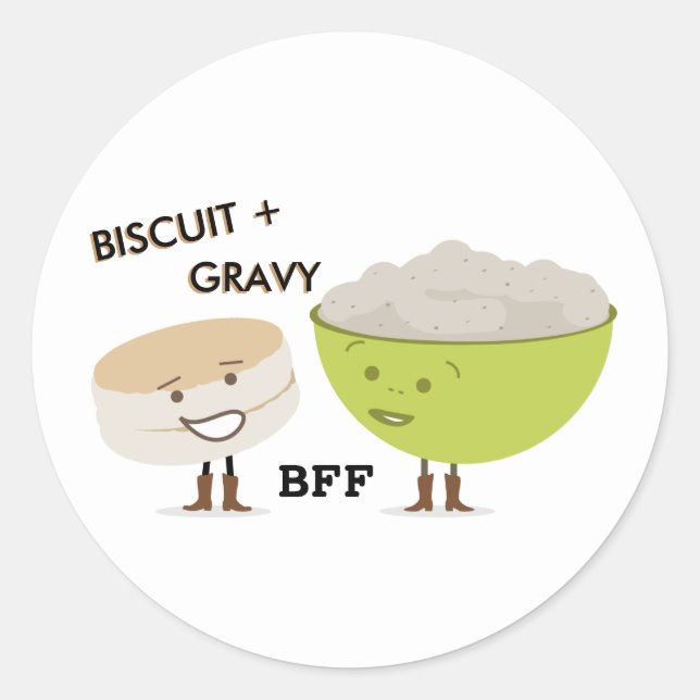 Redonda Pegatina Biscuit & Gravy Best Friends (Anverso)