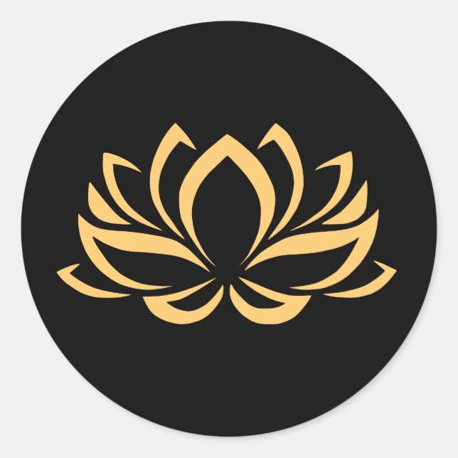 Redonda Pegatina Black and Gold Lotus (Anverso)