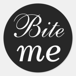 Redonda Pegatina Black and White Bite Me