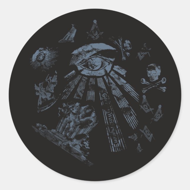 Redonda Pegatina Black Masonic Fantasy Blue (Anverso)