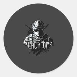 Redonda Pegatina Black Ops Negro y Blanco