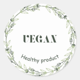 Redonda Pegatina blanco verde vegan