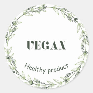 Redonda Pegatina blanco verde vegan