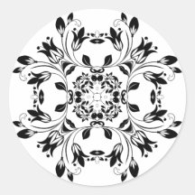 Pegatina blanco y negro de Damask