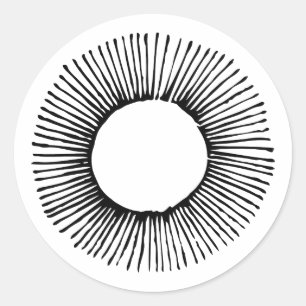 Redonda Pegatina blanco y negro de Sunburst