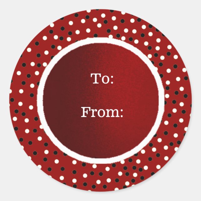 Redonda Pegatina blanco y negro puntiagudo a / desde (Anverso)