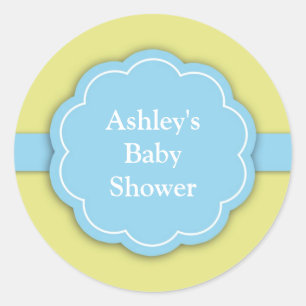 Redonda Pegatina Blue Baby Shower Boy
