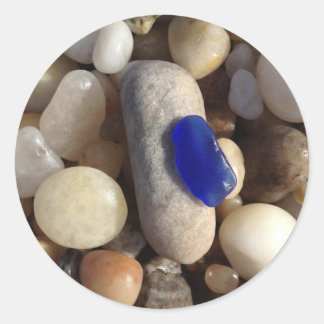 Redonda Pegatina Blue Beach Glass