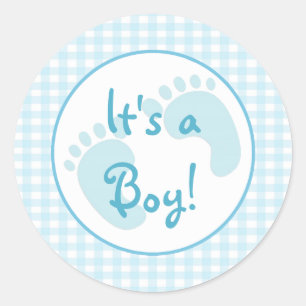 Redonda Pegatina Blue Gingham