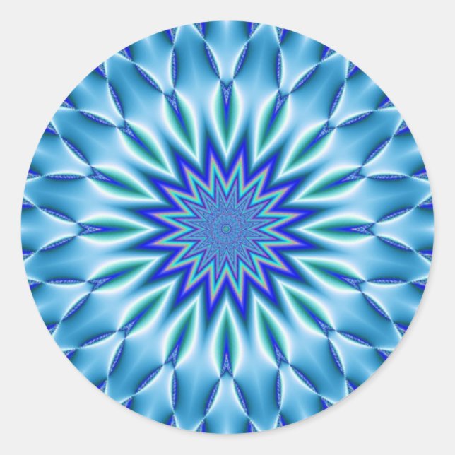 Redonda Pegatina Blue Mandala (Anverso)