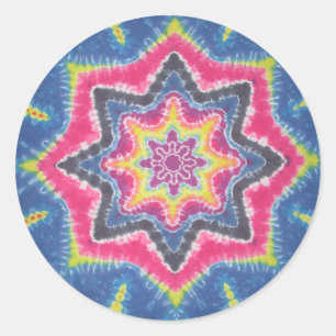 Redonda Pegatina Blue Star Tie Dye