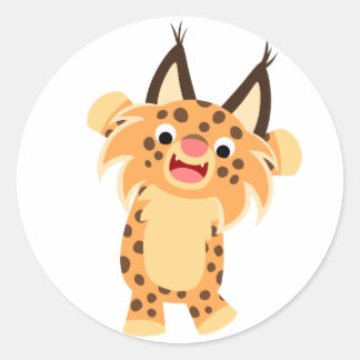 Redonda Pegatina Bobcat de Personalizado espumoso suave