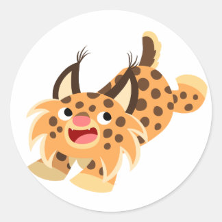 Redonda Pegatina Bobcat Personalizado de Cute Prankish