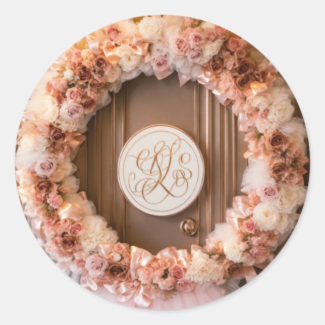 Redonda pegatina boda (Anverso)