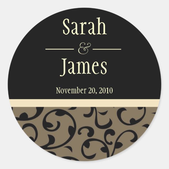 Redonda Pegatina boda (Anverso)