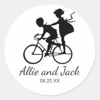 Pegatina Boda con pareja en bicicleta