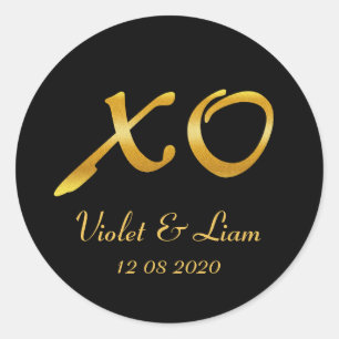 Redonda Pegatina Boda de abrazos y besos