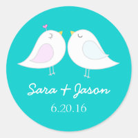 Pegatina boda de aves amorosas