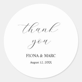 Redonda Pegatina boda de caligrafía elegante y simple