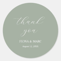 Pegatina boda de caligrafía verde sabio simple