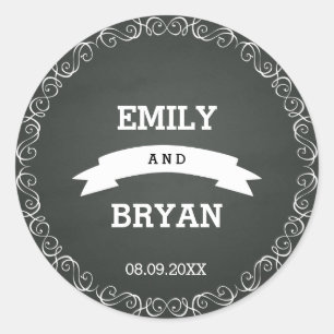 Redonda Pegatina Boda de Chalkboard