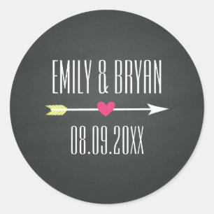 Redonda Pegatina Boda de Chalkboard moderno