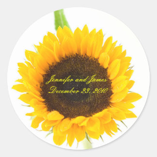 Redonda Pegatina Boda de girasol