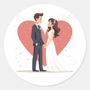 Redonda Pegatina Boda de la pareja de amor