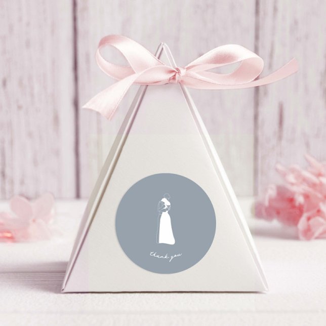 Redonda Pegatina Boda de la pareja DOSTY AZUL Hand Draple (Subido por el creador)