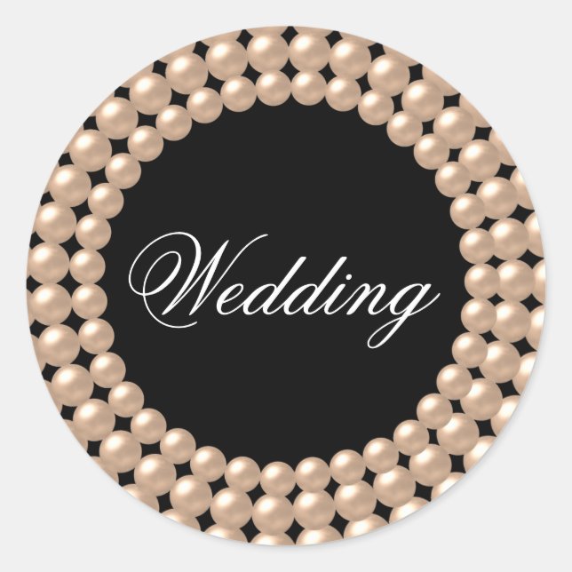 Redonda Pegatina Boda de Pearl Strings Jeweld (Anverso)