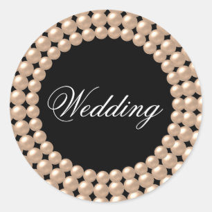 Redonda Pegatina Boda de Pearl Strings Jeweld