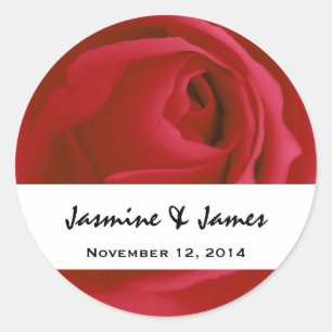 Redonda Pegatina Boda de Red Rose Bride Groom V010
