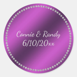 Redonda Pegatina Boda de Relieve metalizado de Purple Faux