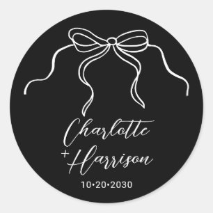 Redonda Pegatina Boda de Whimsical Bow