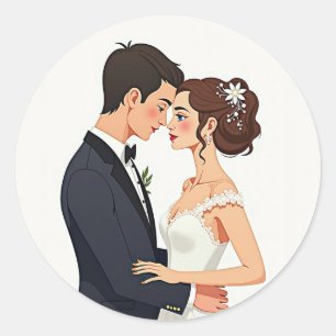 Redonda Pegatina Boda Dream Couple