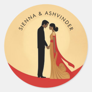 Redonda Pegatina Boda indio