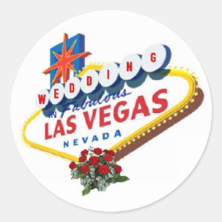 Redonda Pegatina Boda Las Vegas Red Roses