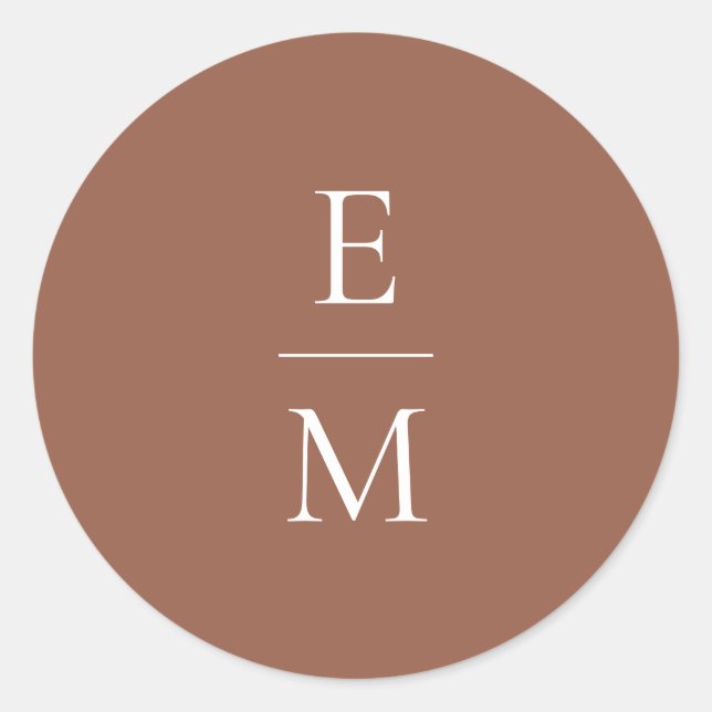 Redonda Pegatina Boda minimalista monograma (Anverso)