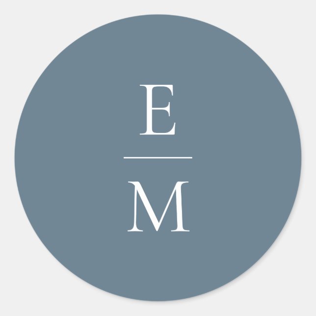 Redonda Pegatina Boda minimalista monograma (Anverso)