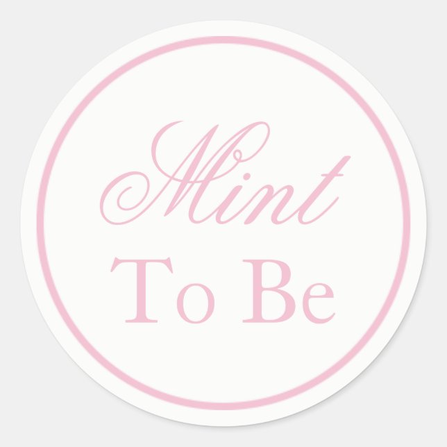Redonda pegatina Boda "Mint to Be" - rosa Rubor (Anverso)