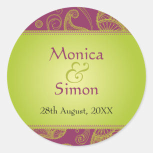 Redonda Pegatina Boda Paisley Dreams