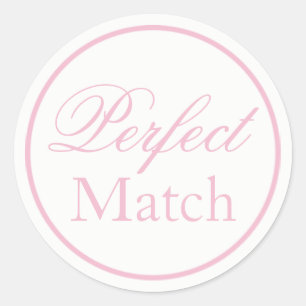Redonda pegatina Boda "Perfect Match" Rubor Pink