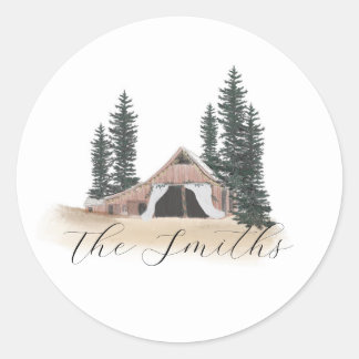 Redonda Pegatina Boda personalizado Barn