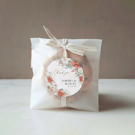 Redonda Pegatina Boda Pinecone Red Greenery Winter