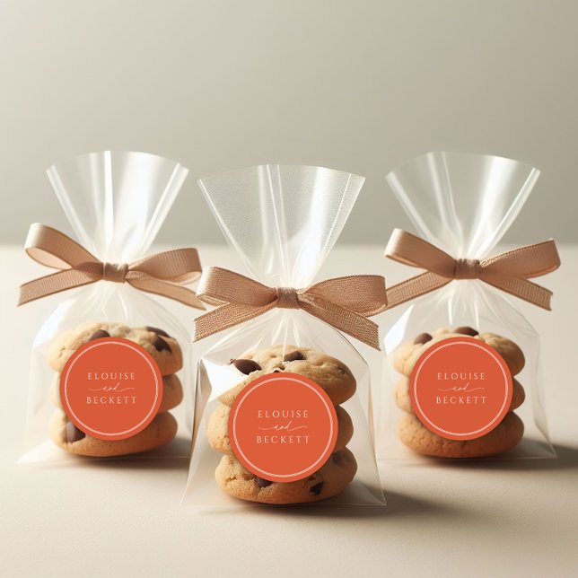 Redonda Pegatina Boda redondo mínimo de Naranja quemado (Subido por el creador)