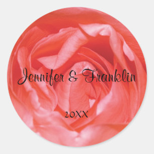 Redonda Pegatina Boda redondo personalizado rosa rosa