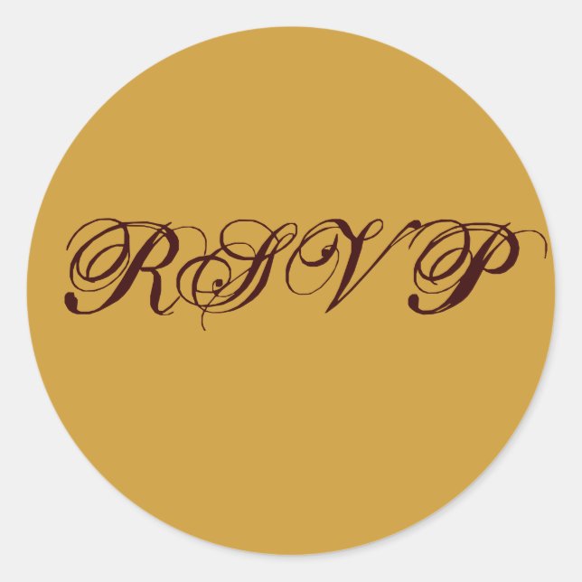 Redonda Pegatina Boda RSVP de Gold Brown (Anverso)