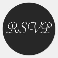Pegatina Boda RSVP - Negro con letras blancas