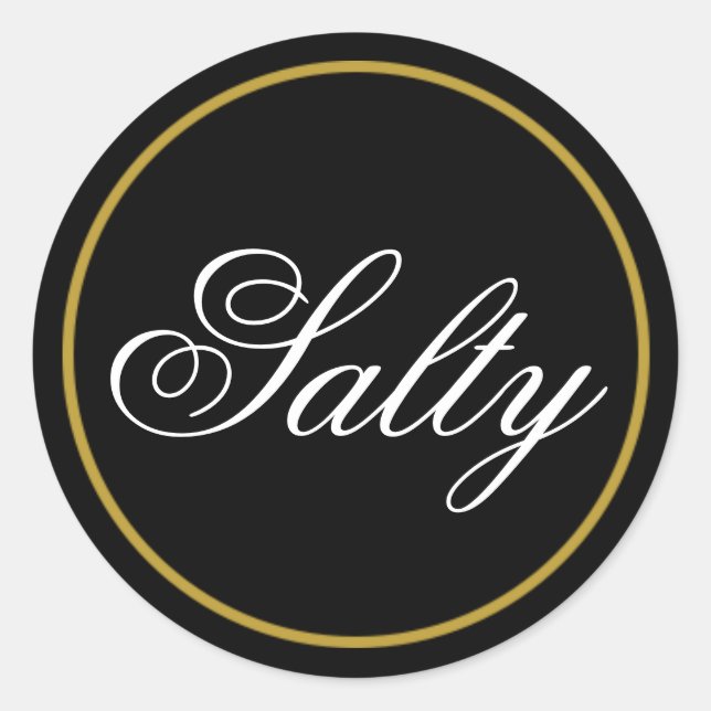 Redonda pegatina Boda "Salty" - Oro Negro (Anverso)